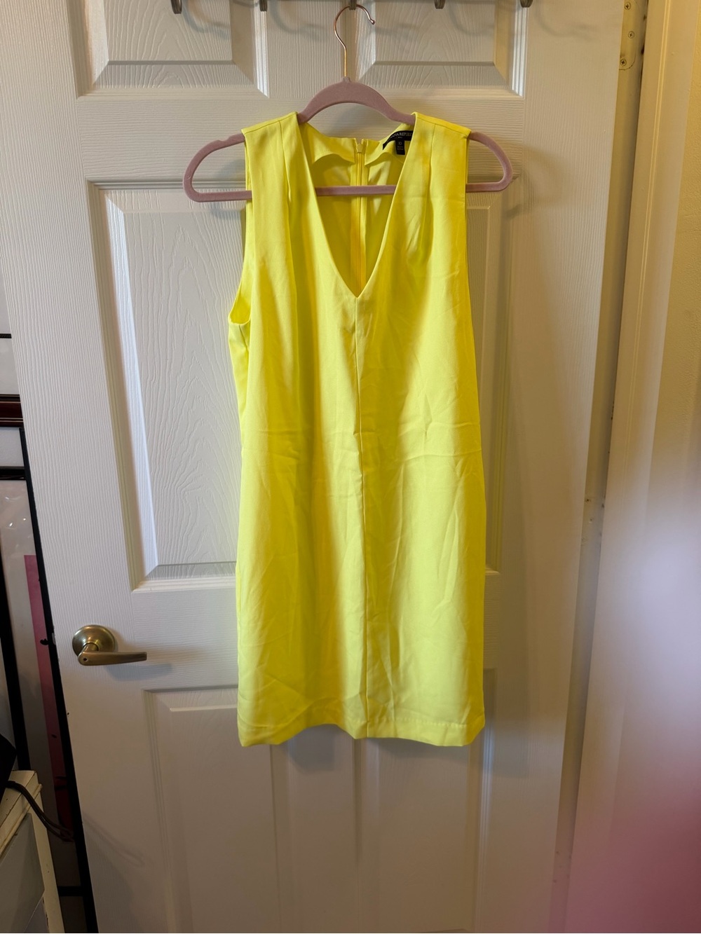 Banana Republic Neon Yellow V-Neck Shift Dress